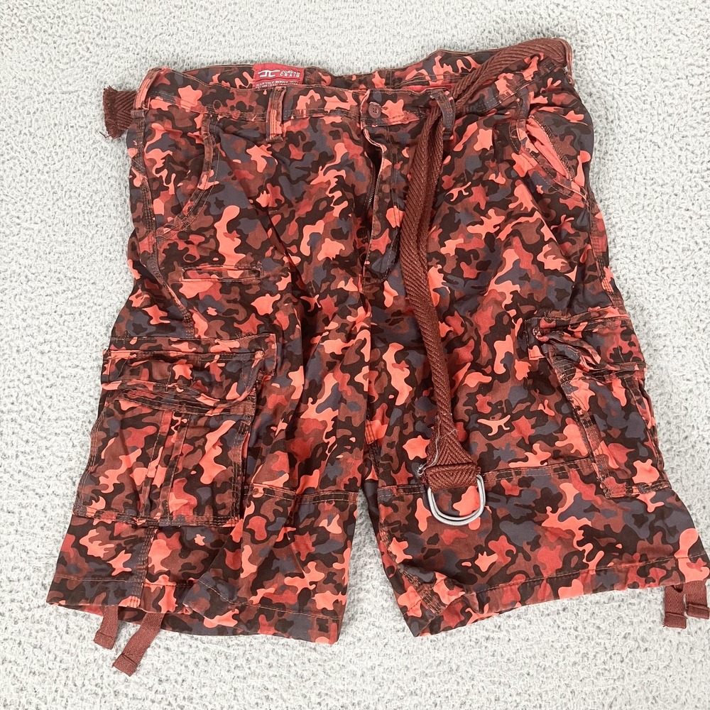 Jordan Craig Cargo Shorts Mens 42 Red Camo Baggy Skater Y2k Utility